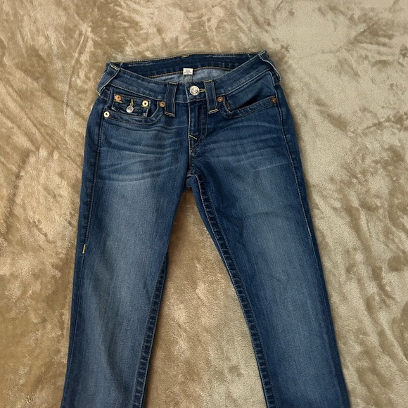 True Religion Section Slim Straight Jeans Size 24 Dark Wash Flap Pocket - Picture 3 of 10